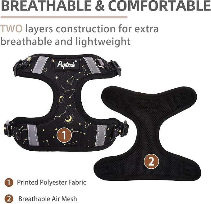 PUPTECK Dog Harness and Leash Set Small Sized, Step in No Pull Adjustable Puppy Cat Harness Reflective Pet Vest