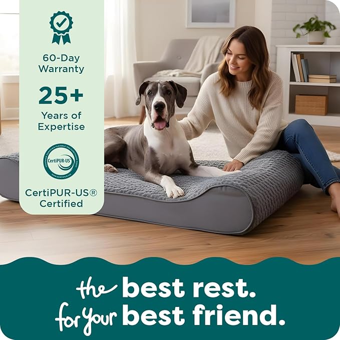 Furhaven Orthopedic Dog Bed for Large Dogs w/ Removable Washable Cover, For Dogs Up to 150 lbs - Ultra Plush Faux Fur & Suede Luxe Lounger Contour Mattress - Chocolate, Jumbo Plus/XXL