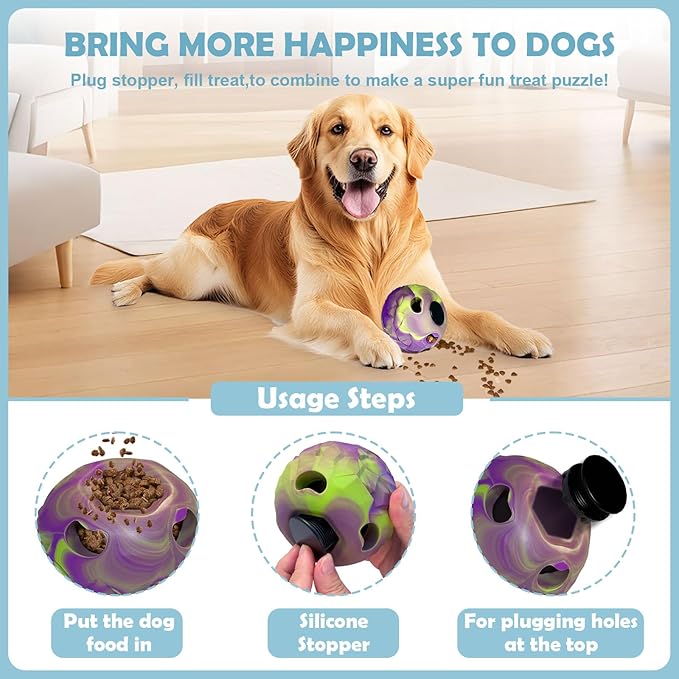 Dog Frozen Treat Toy, Slow Food Training to Relieve Boredom and Stimulating, Interactive Treat Dispensing Dog Toy, Interactive Chew Toys, Super Easy to Open Clean, for Small Dogs (purple, Large)