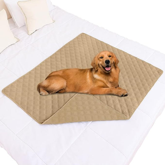 Smiry Waterproof Dog Bed Cover Pet Blanket, Soft Washable Dog Blanket for Furniture Bed Couch Sofa Reversible, Checkered (40"x50", Camel/Camel)