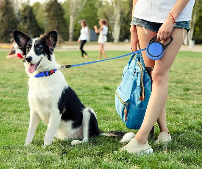 Taglory Retractable Dog Leash, 16ft No Tangle Leash Retractable for Medium and Large Dogs Up to 100 lbs, One-Handed Brake, Pause, Lock, Blue