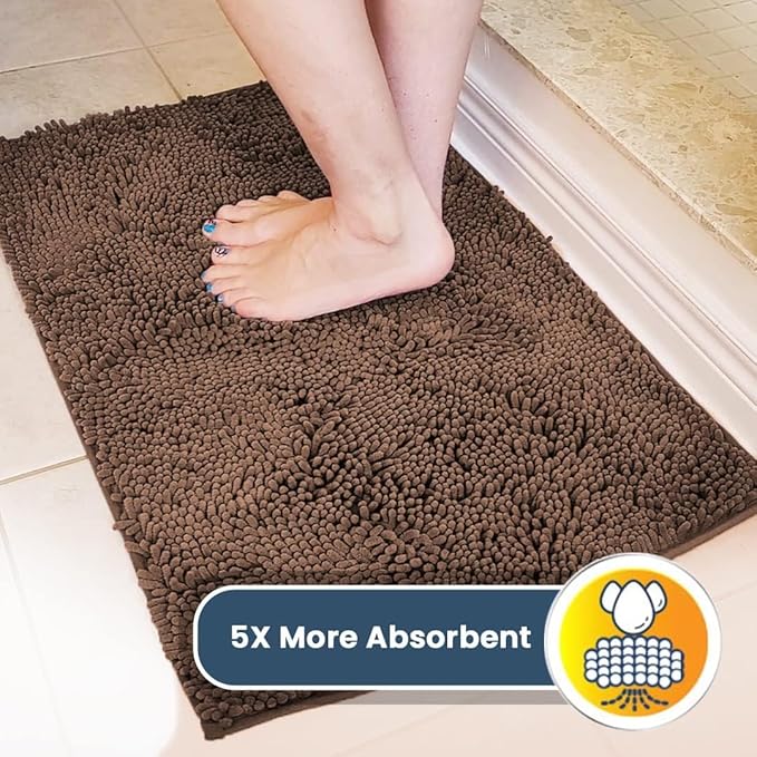 Muddy Mat® Shown on TV – Super Absorbent Door Mat Indoor, Microfiber Quick Dry Chenille Entryway Rug, Non-Slip Front Door Mat, Indoor Mats for Entryway, Machine Washable Pet Rug, Brown 24"x36"