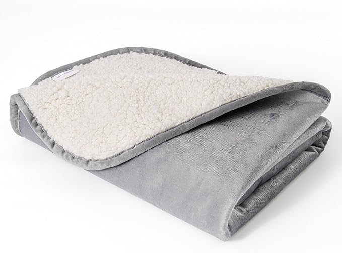 Waterproof Dog Blankets for Medium Dogs, Washable Pet Blanket for Indoor Cats, Plush Sherpa Puppy Throw Furniture Protector for Bed Couch Sofa(30"x40",M,Darkgrey)