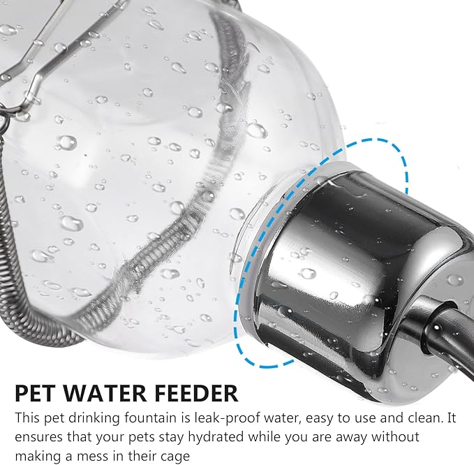 POPETPOP 2Pcs Pet Water Feeder Bunny Fountain Drinking Bottle for Small Pets Automatic Hanging Dispenser for Hamsters and Rabbits Design