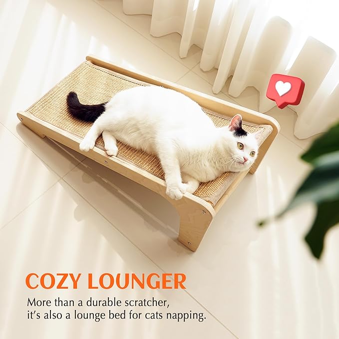 PETKARAY Cat Scratcher, Sisal Cat Scratching Ramp, L Shape Scratch Pad for Indoor Kitty, 27" Wall Furniture Protector with Mouse Toy