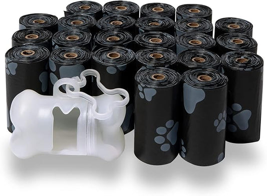 Best Pet Supplies Dog Poop Bags (360 Bags) for Waste Refuse Cleanup, Doggy Roll Replacements for Outdoor Puppy Walking and Travel, Leak Proof and Tear Resistant, Thick Plastic - Black
