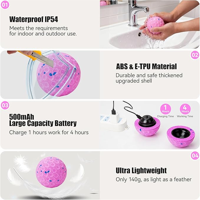 Smart Interactive Dog Toys for Aggressive Chewers, Self-Moving Chew Proof Dog Ball with Automatic Vibrating, IP54 Waterproof & E-TPU Material - Boredom & Training for Medium/Large Dogs