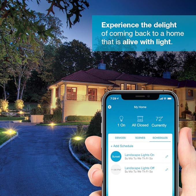 Lutron Smart Outdoor Plug for Caseta Smart Lighting, for Summer, Patio, Backyard, and Outdoor Lights, & Motors, 15A LED Fixtures & 1/2 HP Motors, PD-15OUT-BL, Black