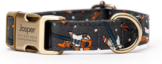 Personalized Dog Collar with Name and Phone Number Engraved,Adjustable Custom Puppy Collar,Organic Cotton Pet Collar for Small Medium Large Boy Girl Dogs