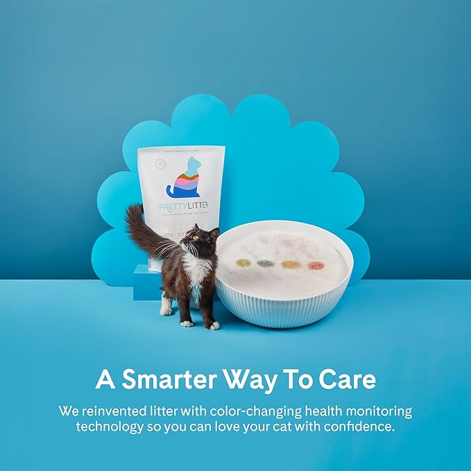 PrettyLitter Health Monitoring Cat Litter (Unscented, Non Clumping) | Lightweight & Low Tracking, Color Changing Silica Gel Crystals, Advanced Odor Control — 6 Lbs, Pack of 1 (One Month Supply)