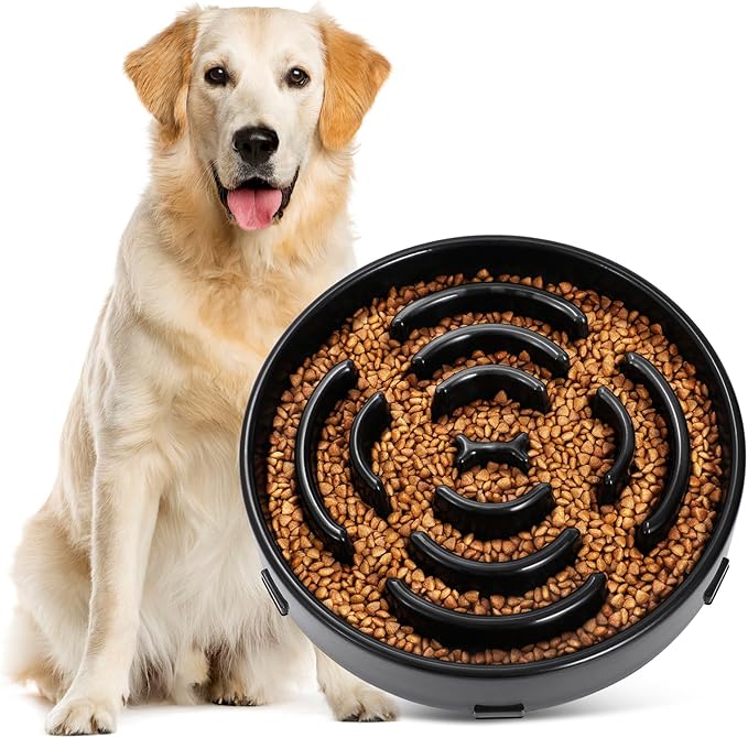 Slow Feeder Dog Bowls for Large Dogs Anti-Chocking Slower Feeder Dog Puzzle Bowl Pet Slow Eating Interactive Bloat Stop Dog Food Bowl JASGOOD,Black,Large