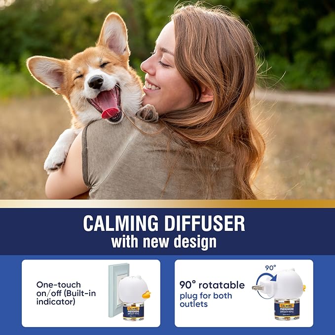 Dog Pheromones Calming Diffuser 3 in 1 Advanced Kit Pet Appeasing Pheromone Diffuser to Calm (1 Plug in+2 Pack 48ml Refill) for Anxiety Relieve Relief Reduce Aggression Fighting Stress