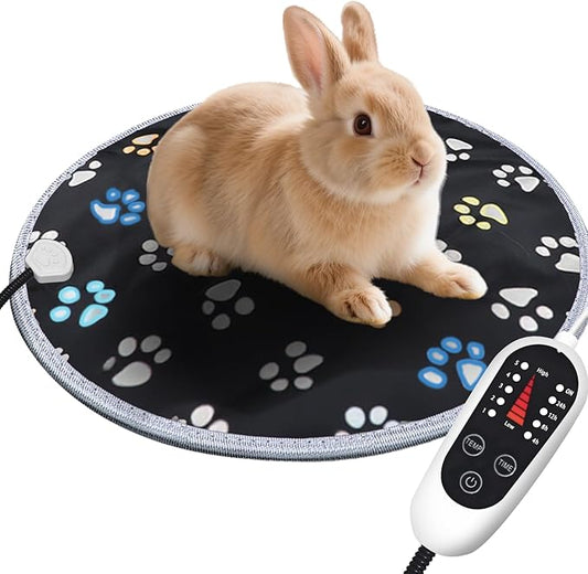 furrybaby Pet Heating Pad, Waterproof Dog Heating Pad Mat for Cat with Durable Anti-Bite Tube Indoor for Puppies Dogs Cats (1 Pack Black, Round 12in, Temp Adjustable)