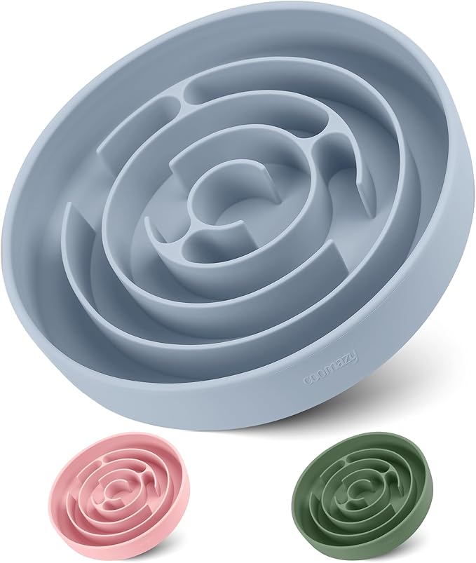 Coomazy Extra Large Slow Feeder Bowl, Silicone Dog Bowl with Suction Cups, Slow Feeder & Non-Slip Design, Boredom and Anxiety Reducer, Suitable for Large Dogs, LightBlue