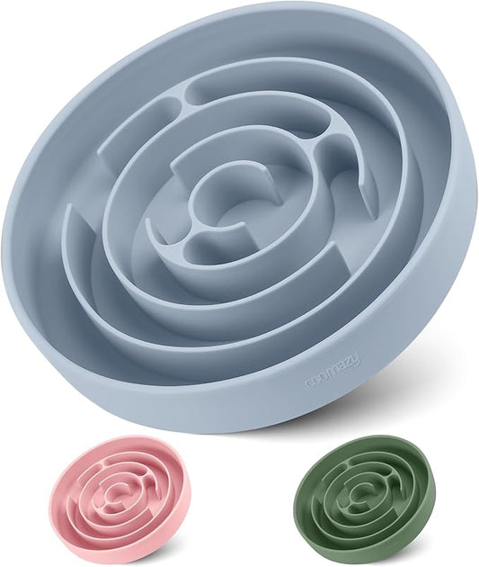 Coomazy Extra Large Slow Feeder Bowl, Silicone Dog Bowl with Suction Cups, Slow Feeder & Non-Slip Design, Boredom and Anxiety Reducer, Suitable for Large Dogs, LightBlue