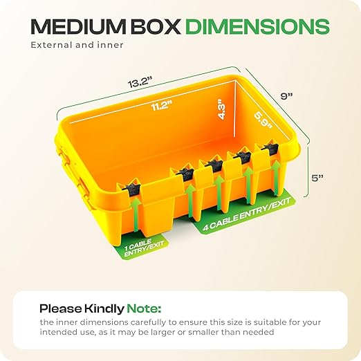 SockitBox – The Original Weatherproof Connection Box – Indoor & Outdoor Electrical Power Cord Enclosure for Timers, Extension Cables, Transformers, Power Strips, Lights, Tools & More – Medium – Orange