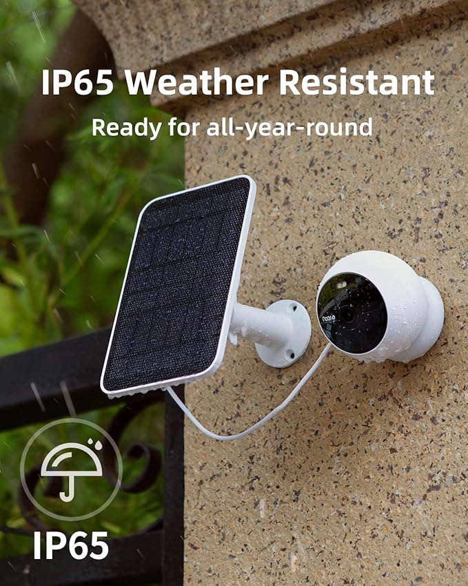 Noorio Home Security System with B200 1080p Wireless Security Camera x1, Solar Panel x1, AI Motion Detection WiFi Indoor Camera, Color Night Vision, 2-Way Talk, Compatible with Alexa