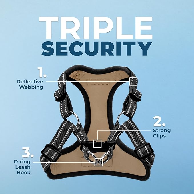 Best Pet Supplies Voyager Mesh Dog Breathable Harness Reflective Stitching, All Weather Adjustable for Walking Training, or Running - Heavy Duty & Durable, Harness (Army/Black Trim), XL