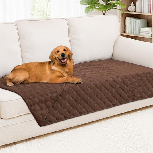 Smiry Waterproof Dog Bed Cover Pet Blanket, Soft Washable Dog Blanket for Furniture Bed Couch Sofa Reversible, Checkered (40"x80", Brown/Brown)