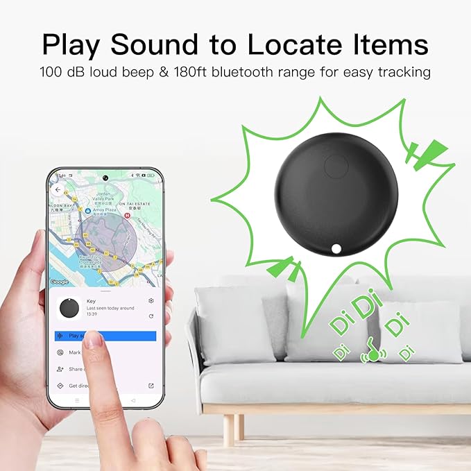 RAINDROPS Air Tracker Tags for Android, Air Tags-4 Pack Bluetooth Tracker Works with Google Find Hub, Item Finder for Keys, Luggage, Wallet, Pets (Android Only, Black, 4 Pack)
