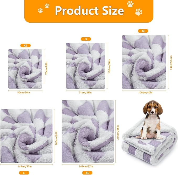 Waterproof Pet Blanket,Dog Bed Covers Small Throw for Puppy Cats Stylish Jacquard Pets Couch Sofa Furniture Protection Washable Reversible Covers (Purple Check,XS)