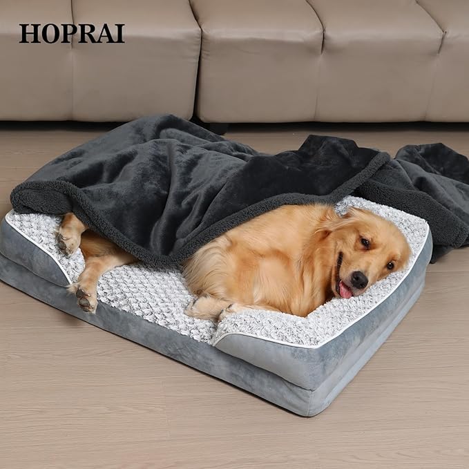 Dog Blanket, Waterproof Reversible Sherpa Fleece Throw Blanket, Furniture Cover for Bed, Couch, Sofa Protection from Liquid Pee and Pet Fur of Puppy, Cat (Gray XS20*27inches)