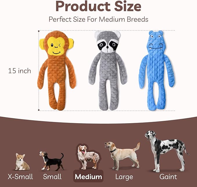 SHARLOVY No Stuffing Dog Toys 5 Pack, Crinkle Interactive Dogs Toy for Boredom, Puppy Toys for Teething to Keep Them Busy, Cute Squeaky Dogs Toy for Small, Medium, and Large Breed