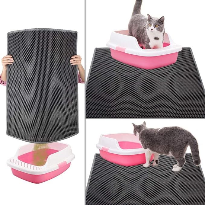 Pieviev 2 Packs Cat Litter Mat Double Layer Waterproof Urine Proof Trapping Mat (24"X15", Gray)