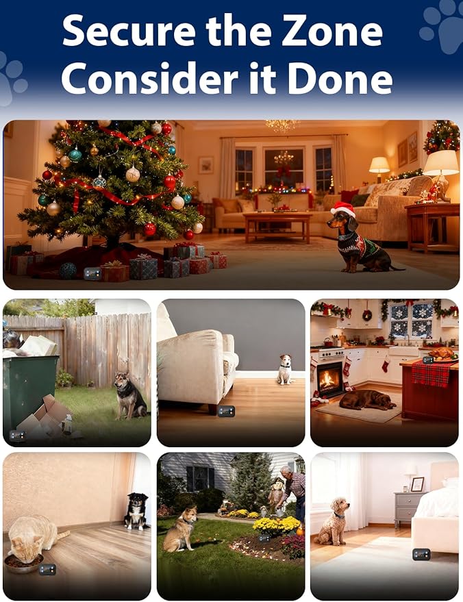 MIMOFPET Wireless Pet Barrier - Indoor Outdoor Waterproof Barrier with Adjustable Range up to 8.2 ft,Adjustable Safe Static Intensity, Rechargeable Boundary System for Dogs (Wireless Barrier System)