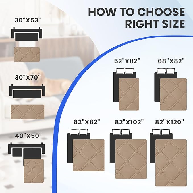 Waterproof Dog Bed Cover Pet Blanket, Soft Couch Cover for Dogs Washable, Non-Slip Dog Blanket Protect Furniture Couch Sofa Car for Puppy Large Dogs Cat (30x70 Inch, Khaki)