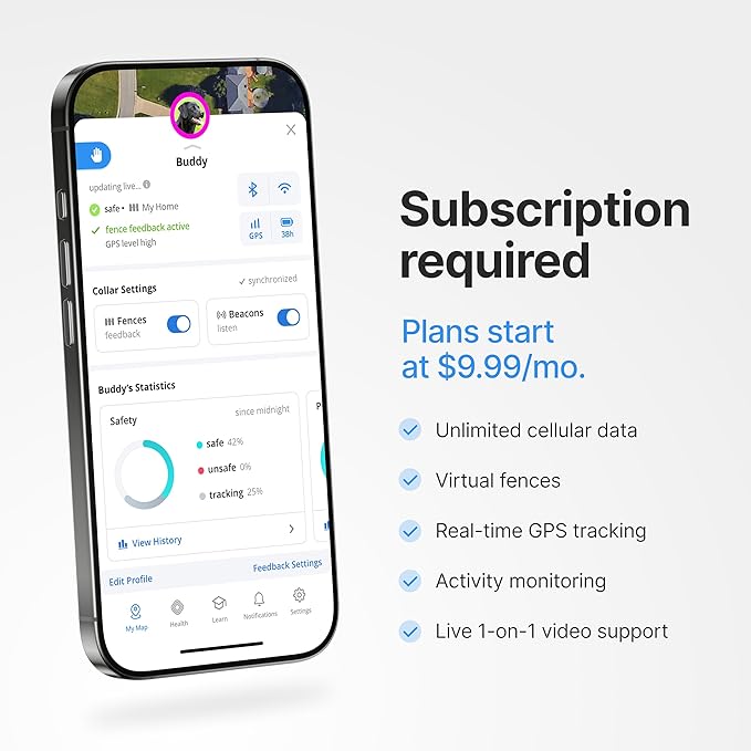 Halo Collar 4, GPS Wireless Dog Fence & Dog Training Collar with GPS Tracker, Subscription Required, Waterproof, Midnight, One Size