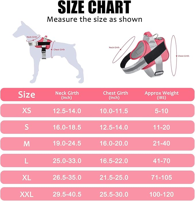 Bolux Dog Harness, No-Pull Reflective Dog Vest, Breathable Adjustable Pet Harness with Handle for Outdoor Walking - No More Pulling, Tugging or Choking (Red, L)