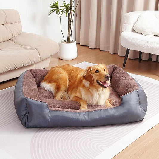 Dog Beds Large Sized Dog - Extra Thick Supportive Large Dogs Bed with Nonskid Bottom, L Plus Comfort Pet Bed Sofa with Soft Plush Sherpa