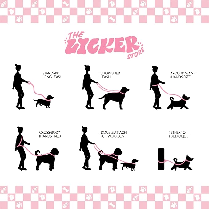 WLK1005H-5SET Luna Medium 8FT Adjustable 6-in-1 Waterproof Hands-Free Leash and Collar with LED Flashlight, Bag Dispenser, and Poop Bag Holder, Bramble