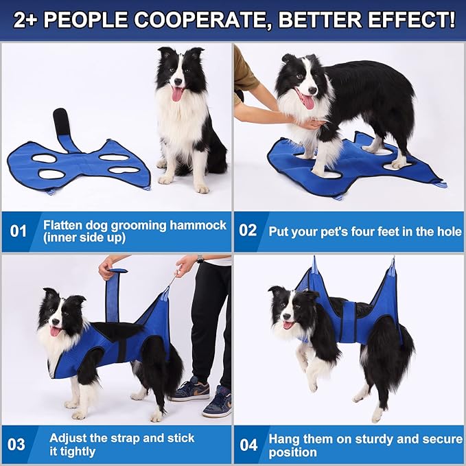 Dog Grooming Hammock XL Size Hanging Harness for Nail Clipping/Trimming, Dog Hammock for Nail Trim with Clipper, Groomin Sling Holder Hanger Wide Strap Sewed