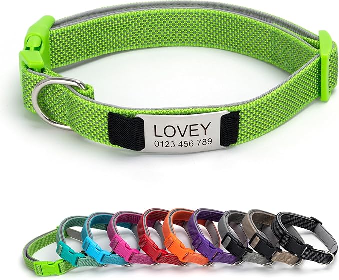 Personalized Dog Collar with Metal Buckle, Double Sided Corduroy Collar Customized with Name and Phone Number, Adjustable Sizes for Small Dogs, Medium, and Large (MTX Collar)