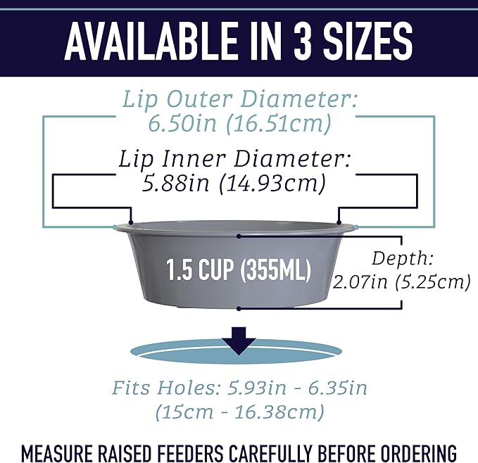 Leash Boss Slow Feeder Dog Bowls - 1.5 Cup, Puzzle Dog Food Bowl with Feeder Holes, Fits into Elevated Pet Feeders, Slow Eating for Large, Medium & Small Sized Breeds, Gray