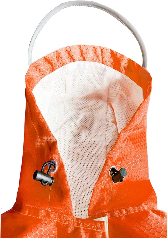 Dog Raincoat Waterproof Reflective Slicker - Lightweight Breathable Hooded Poncho Rain Coat Jacket with Adjustable Belly Strap and Leash Hole for Small Medium Large Dogs (Large, Orange)