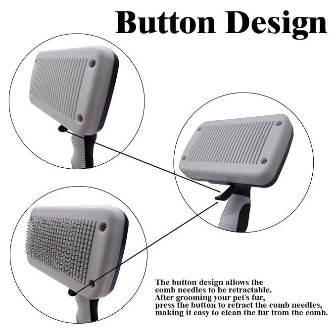 Dog brush Dog Grooming Kit 3PS： self-cleaning slicker brush dog Deshedding Tool&TPR Dog Bath Brush for dogs cats horse Home Travel (white)