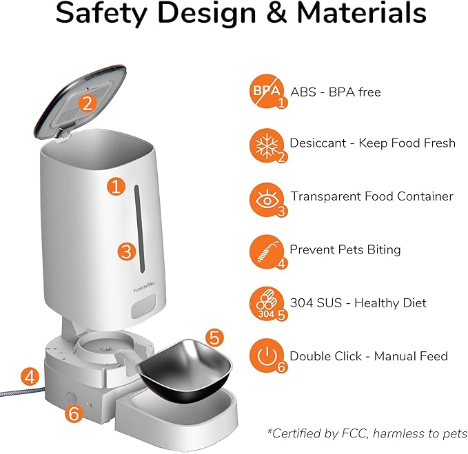 FUKUMARU Automatic Cat Feeder, 4L Dog Feeders with Double Bowls, Support DIY Meals and Timed Control WiFi Cat sFood Dispenser, Suit for Most Pet Food
