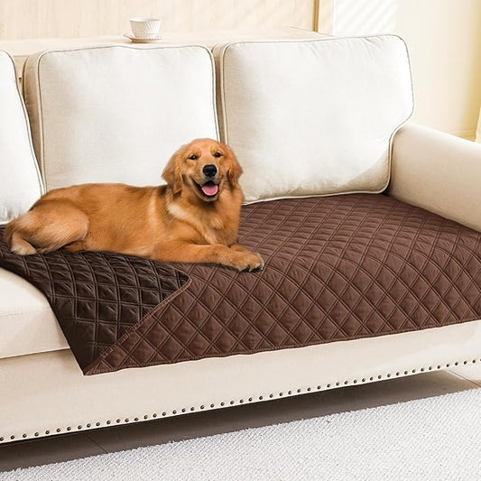 Smiry Waterproof Dog Bed Cover Pet Blanket, Soft Washable Dog Blanket for Furniture Bed Couch Sofa Reversible, Checkered (30"x80", Brown/Chocolate)