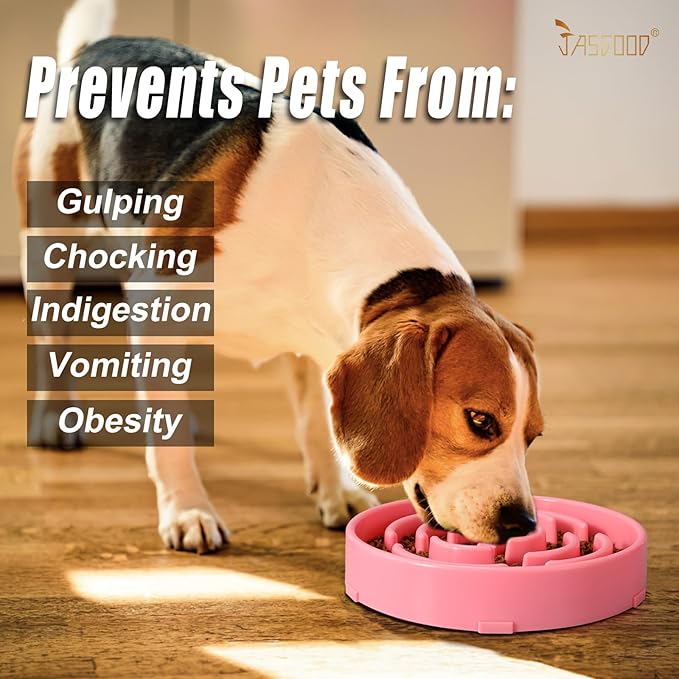 Slow Feeder Dog Bowls for Large Dogs Anti-Chocking Slower Feeder Dog Puzzle Bowl Pet Slow Eating Interactive Bloat Stop Dog Food Bowl JASGOOD,Pink,Large