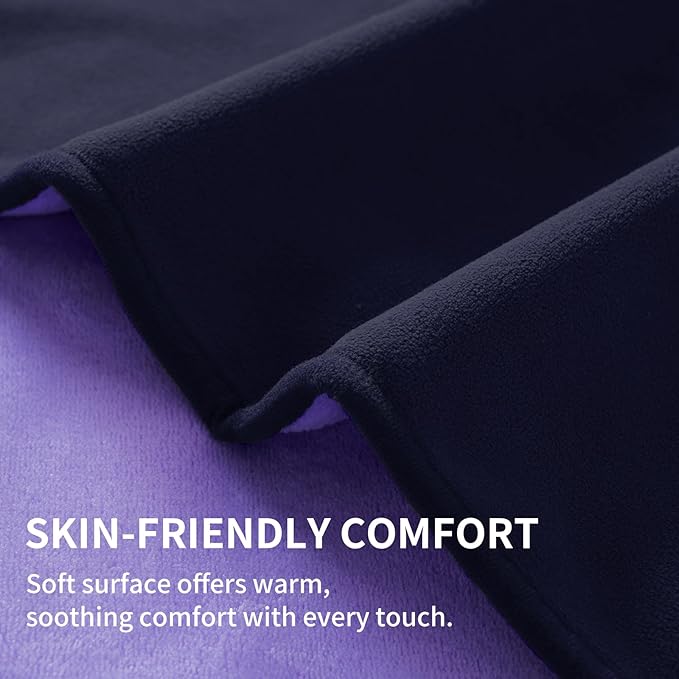 QiyI Waterproof Blanket for Bed Queen Size, Reversible Washable Pet-Friendly Flannel Throw Blanket, Leakproof Stain-Resistant Furniture Protector for Travel & Camping, 60"x80", Dk Purple/Lt Purple
