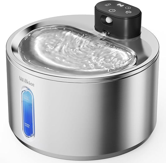 Wireless Cat Water Fountain, 135fl.oz/4L Stainless Steel Cat Fountain Battery Operated, Pet Water Dispenser Cordless for Cats & Dogs Indoor (1 Set Filter)