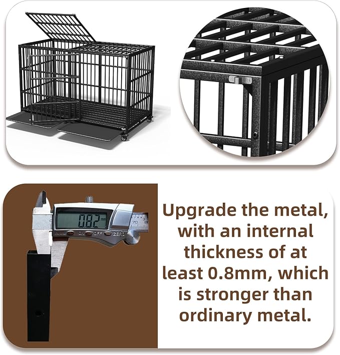 Extra Large Dog Crate for Large Dogs, 64 inches Heavy Duty Dog Crate,Indestructible Dog Kennel for High Anxiety Dogs, Lockable Wheels, Double Door, Removable Tray