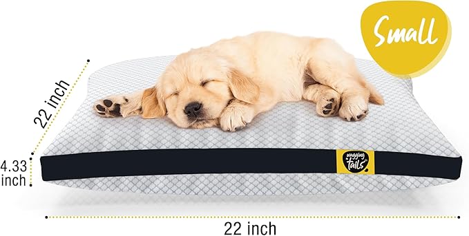 Wagging Tails Dog Bed Mattress with Waterproof Washable Removable Cover | Microfiber & Shredded Memory Foam Dog Crate Bed | Durable, Soft, Cozy Comfort Sleeping Bag for Dog, Cat & Pets | Small