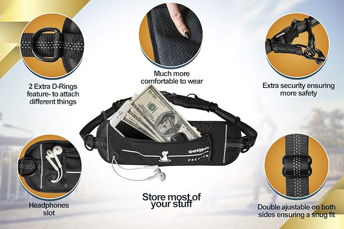 SparklyPets Hands Free Dog Leash for Medium and Large Breeds – Professional Harness with Reflective Stitches for Training, Walking, Jogging and Running Your Pet (Premium Teal, for 1 Dog)