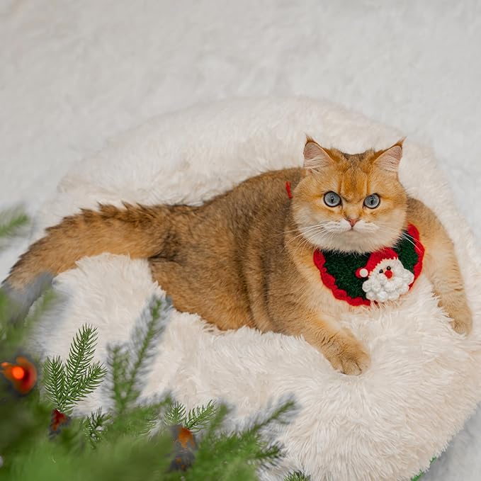 CATTASAURUS Peekaboo Cat Cave for Multiple & Large Cats Up to 30-45 Lbs, Fluffy Cat Beds for Indoor Cats, Scratch Detachable & Washable Tunnel Bed, Comfy Donut Cave (Light Gray, Large (Calming))