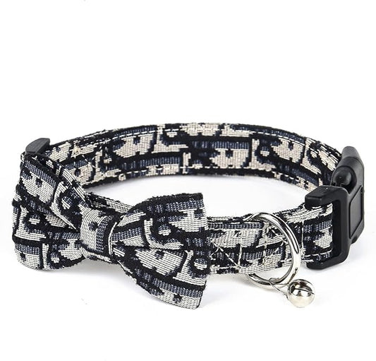 Bowtie Collars for Medium Dogs, Elegant Dog Bow Tie Collars, Dog Collars with Bowtie Adjustable 13.8"-17.7", Black, M