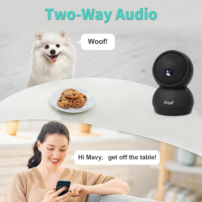 Security Camera, 2K HD Indoor Security Camera, 360 Degree Pan/Tilt Pet Camera 2.4G and 5G WiFi, Motion Detection, 2-Way Audio, Siren, Night Vision, Cloud SD Card Compatible Alexa Google Assistant